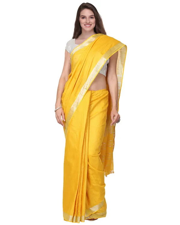 Quinacridone_Magenta_&_Yellow_women's_Bhagalpuri_Handloom_Cotton-Linen_Blend_Saree_Combo_(Pack_Of_2)_With_Running_Unstiched_Blouse_Piece
