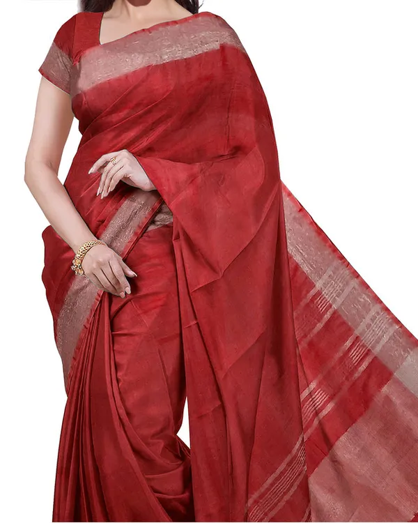 Red_&_Yellow_women's_Bhagalpuri_Handloom_Cotton-Linen_Blend_Saree_Combo_(Pack_Of_2)_With_Running_Unstiched_Blouse_Piece