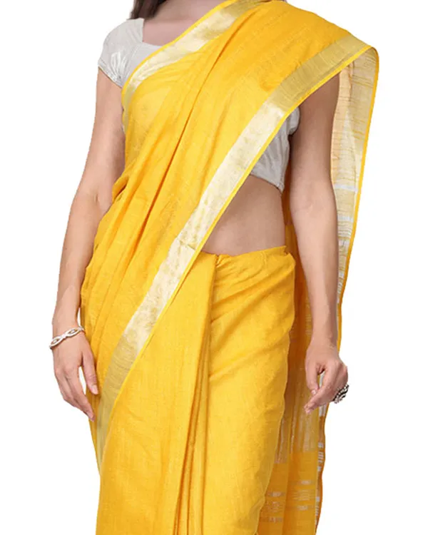 Sienna_Orange_&_Yellow_women's_Bhagalpuri_Handloom_Cotton-Linen_Blend_Saree_Combo_(Pack_Of_2)_With_Running_Unstitched_Blouse_Piece