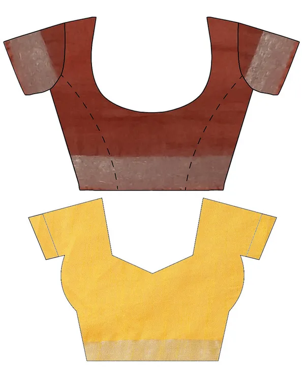 Sienna_Orange_&_Yellow_women's_Bhagalpuri_Handloom_Cotton-Linen_Blend_Saree_Combo_(Pack_Of_2)_With_Running_Unstitched_Blouse_Piece