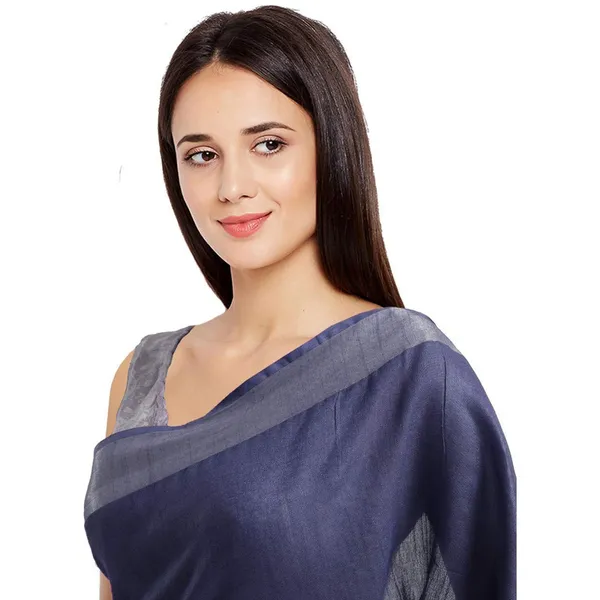 Dark_Blue_women's_Bhagalpuri_Handloom_Blend_Linen-Cotton_Saree_With_Running_Unstiched_Blouse_Piece_Free_Size_Variation_Of_Colors