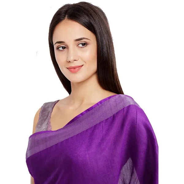 Electric_Purple_women's_Bhagalpuri_Handloom_Blend_Linen-Cotton_Saree_With_Running_Unstiched_Blouse_Piece_Free_Size_Variation_Of_Colors