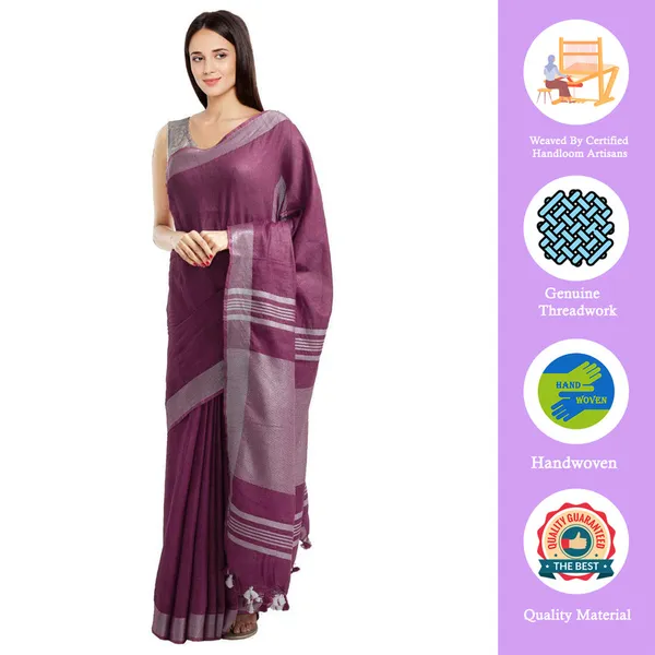 Haze_Magenta_women's_Bhagalpuri_Handloom_Blend_Linen-Cotton_Saree_With_Running_Unstiched_Blouse_Piece_Free_Size_Variation_Of_Colors