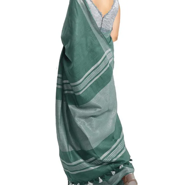Hookers'_Green_women's_Bhagalpuri_Handloom_Blend_Linen-Cotton_Saree_With_Running_Unstiched_Blouse_Piece_Free_Size_Variation_Of_Colors