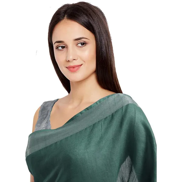 Hookers'_Green_women's_Bhagalpuri_Handloom_Blend_Linen-Cotton_Saree_With_Running_Unstiched_Blouse_Piece_Free_Size_Variation_Of_Colors