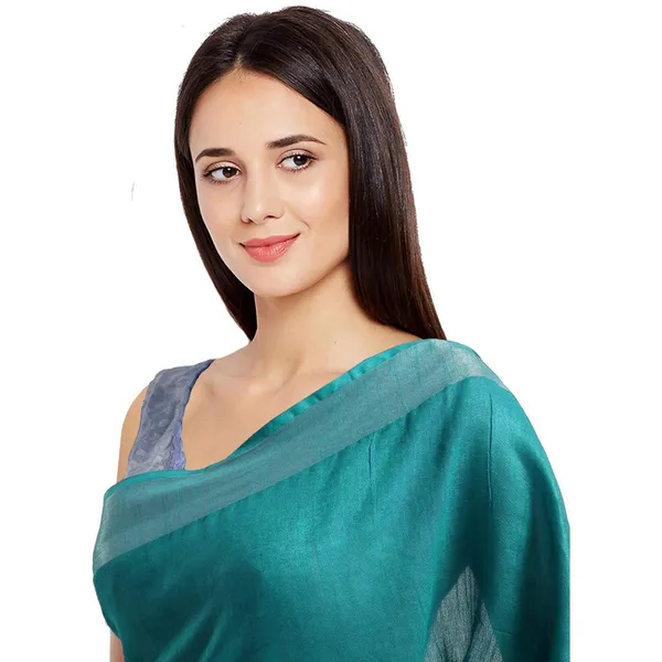 Persian_Cyan_women's_Bhagalpuri_Handloom_Blend_Linen-Cotton_Saree_With_Running_Unstiched_Blouse_Piece_Free_Size_Variation_Of_Colors