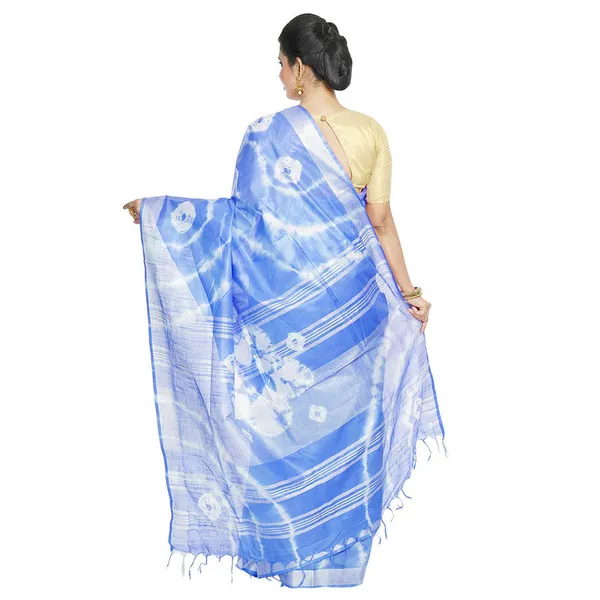 Blue_women's_Bhagalpuri_Handloom_Linen_Blend_Tie-Dye_(Sibory_Dye)_Saree_With_Running_Unstiched_Blouse_Piece