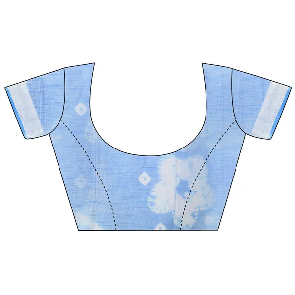 Capri_Cyan_women's_Bhagalpuri_Handloom_Linen_Blend_Tie-Dye_(Sibory_Dye)_Saree_With_Running_Unstiched_Blouse_Piece