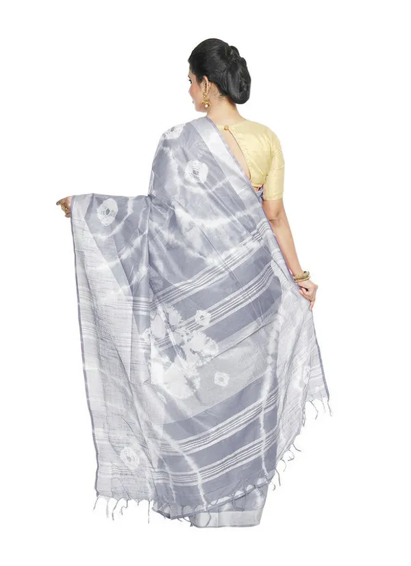 Grey_women's_Bhagalpuri_Handloom_Linen_Blend_Tie-Dye_(Sibory_Dye)_Saree_With_Running_Unstiched_Blouse_Piece
