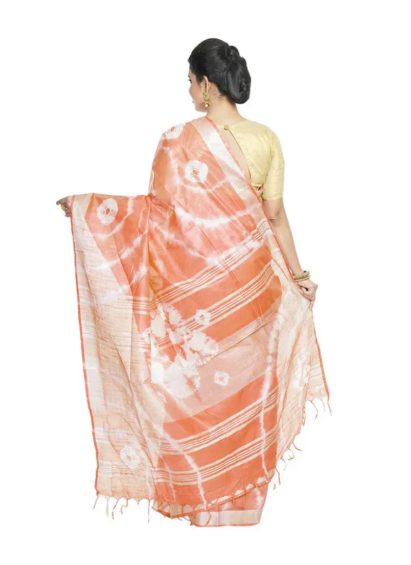 Orange_women's_Bhagalpuri_Handloom_Linen_Blend_Tie-Dye_(Sibory_Dye)_Saree_With_Running_Unstiched_Blouse_Piece