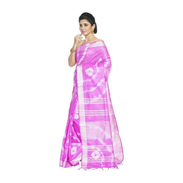 Phlox_Purple_women's_Bhagalpuri_Handloom_Linen_Blend_Tie-Dye_(Sibory_Dye)_Saree_With_Running_Unstiched_Blouse_Piece