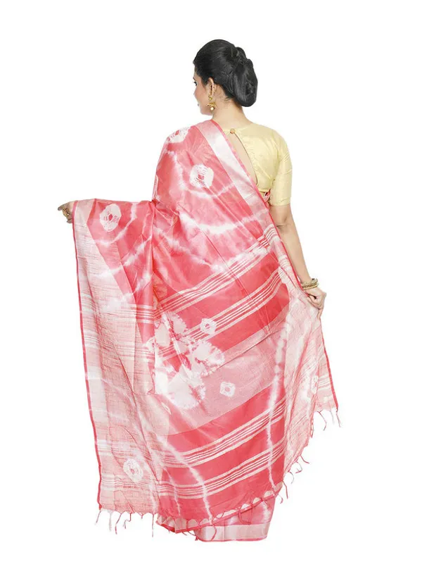 Red_women's_Bhagalpuri_Handloom_Linen_Blend_Tie-Dye_(Sibory_Dye)_Saree_With_Running_Unstiched_Blouse_Piece