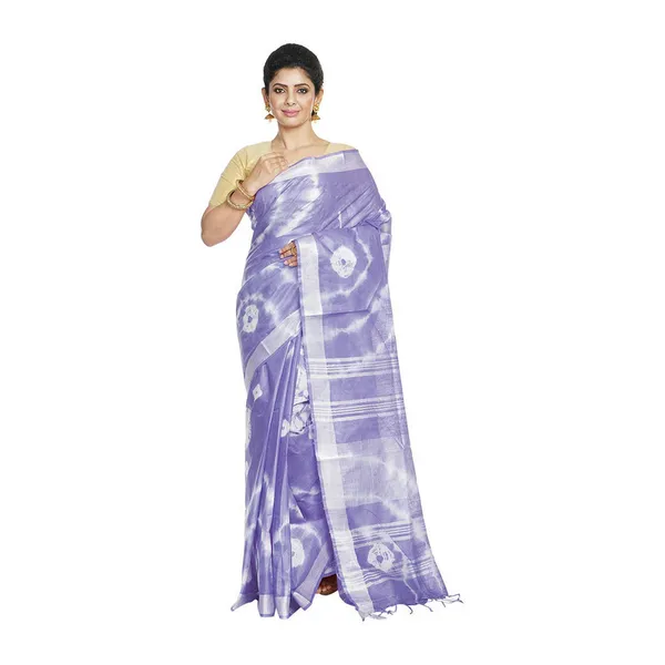 Ultra_Violet_women's_Bhagalpuri_Handloom_Linen_Blend_Tie-Dye_(Sibory_Dye)_Saree_With_Running_Unstiched_Blouse_Piece