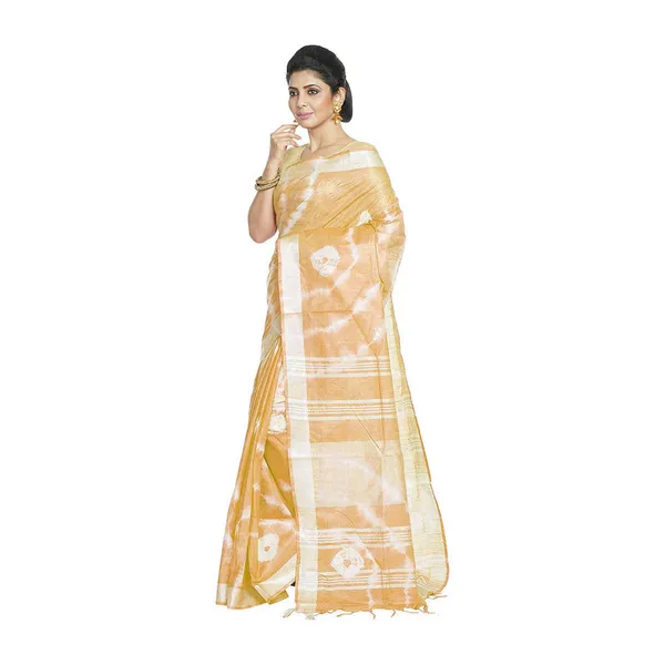 Yellow_women's_Bhagalpuri_Handloom_Linen_Blend_Tie-Dye_(Sibory_Dye)_Saree_With_Running_Unstiched_Blouse_Piece