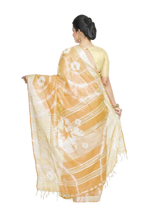 Yellow_women's_Bhagalpuri_Handloom_Linen_Blend_Tie-Dye_(Sibory_Dye)_Saree_With_Running_Unstiched_Blouse_Piece
