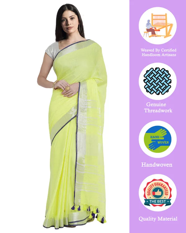 Bhagalpuri_Handloom_Cotton_Linen_Blend_Saree_With_Contrast_Unstiched_Blouse_Piece