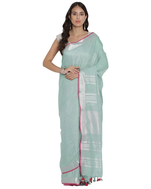 Cambridge_Grey_women's_Bhagalpuri_Handloom_Cotton_Linen_Blend_Saree_With_Contrast_Unstiched_Blouse_Piece