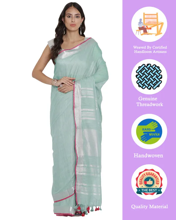 Cambridge_Grey_women's_Bhagalpuri_Handloom_Cotton_Linen_Blend_Saree_With_Contrast_Unstiched_Blouse_Piece