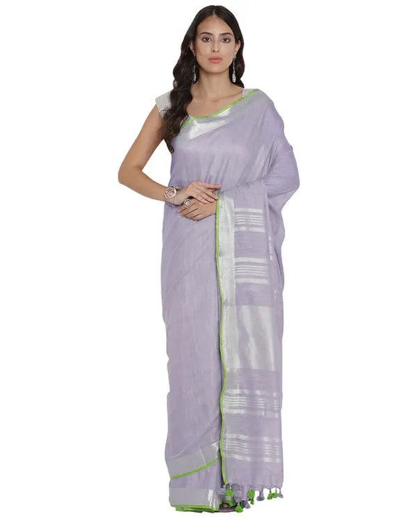 Mauve_Purple_women's_Bhagalpuri_Handloom_Cotton_Linen_Blend_Saree_With_Contrast_Unstiched_Blouse_Piece