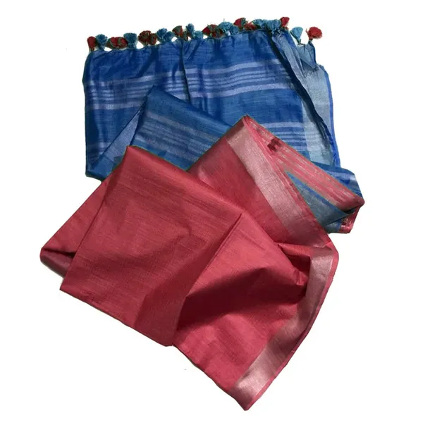 Cerulean_Cyan_&_Brink_Pink_women's_Ethnic_Wear_Bhagalpuri_Handloom_Cotton_Linen_Blend_Two_Dye_Saree_With_Running_Unstitched_Blouse_Piece