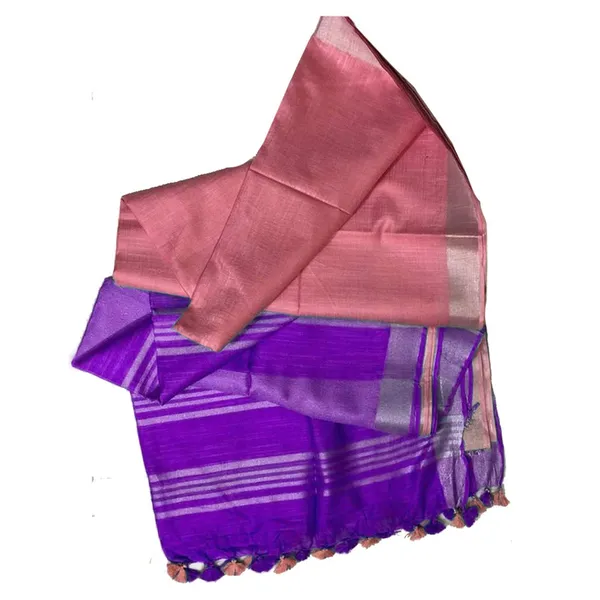 Ethnic_Wear_Bhagalpuri_Handloom_Cotton_Slub_Blend_Two_Dye_Saree_With_Running_Unstitched_Blouse_Piece