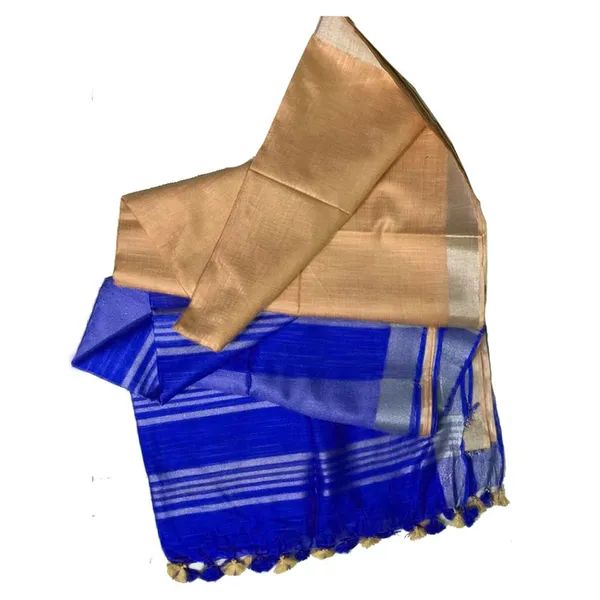 Ethnic_Wear_Bhagalpuri_Handloom_Cotton_Slub_Blend_Two_Dye_Saree_With_Running_Unstitched_Blouse_Piece