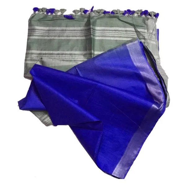 Grey_&_Chrysler_Blue_Bhagalpuri_women's_Ethnic_Wear_Handloom_Cotton_Zari_Border_Two_Dye_Saree_With_Running_Unstitched_Blouse_Piece