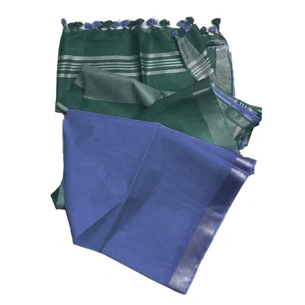 Hooker's_Green_&_Slate_Blue_women's_Ethnic_Wear_Bhagalpuri_Handloom_Linen_Slub_Blend_Two_Dye_Saree_With_Running_Unstitched_Blouse_Piece