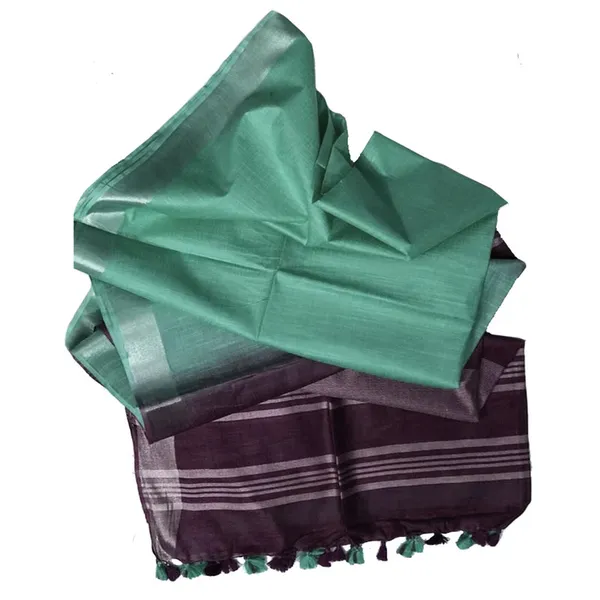 Japanese_Violet_&_Tiffany_Cyan_Bhagalpuri_Handloom_women's_Ethnic_Wear_Cotton_Slub_Blend_Two_Dye_Saree_With_Running_Unstitched_Blouse_Piece
