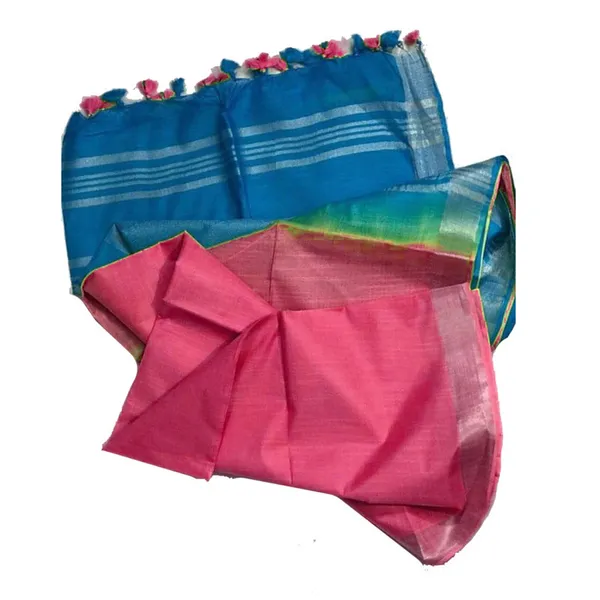 Mooonstone_Cyan_&_Power_Pink_women's_Bhagalpuri_Ethnic_Wear_Handloom_Cotton_Linen_Blend_Zari_Border_Two_Dye_Saree_With_Running_Unstitched_Blouse_Piece