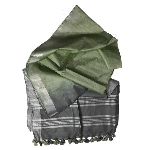 Bhagalpuri_Ethnic_Wear_Handloom_Cotton_Linen_Blend_Zari_Border_Two_Dye_Saree_With_Running_Unstitched_Blouse_Piece