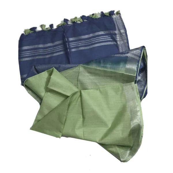 Grey_&_Tea_Green_women's_Bhagalpuri_Ethnic_Wear_Handloom_Cotton_Linen_Slub_Blend_Zari_Border_Two_Dye_Saree_With_Running_Unstitched_Blouse_Piece
