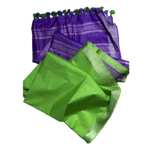 Rebecca_Purple_&_Green_women's_Bhagalpuri_Ethnic_Wear_Handloom_Cotton_Linen_Slub_Blend_Zari_Border_Two_Dye_Saree_With_Running_Unstitched_Blouse_Piece