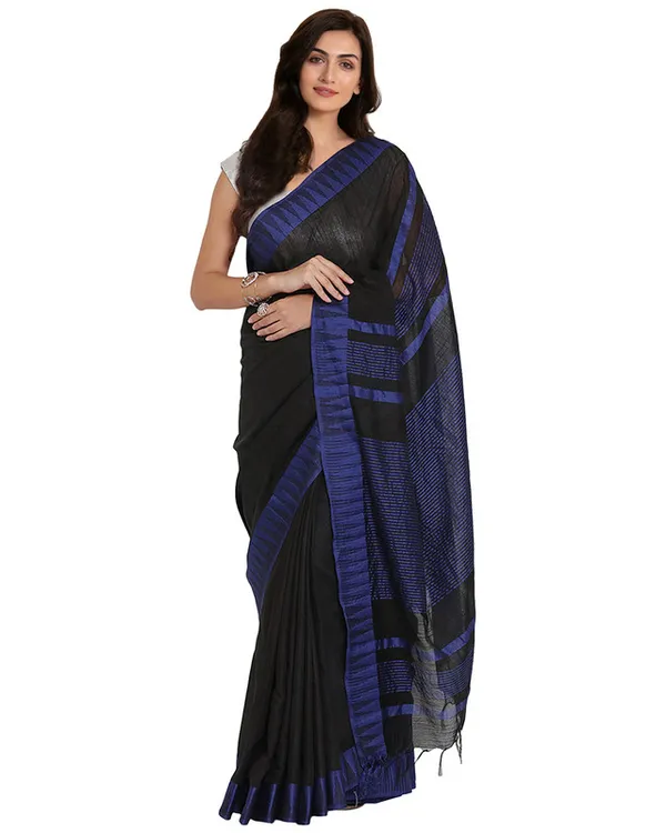 Bhagalpuri_Handloom_Katan_Viscous_Silk_Temple_Border_Saree_Ethnic_Wear_With_Running_Unstitched_Striped_Blouse_Piece