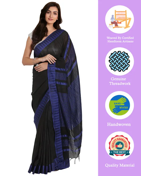 Bhagalpuri_Handloom_Katan_Viscous_Silk_Temple_Border_Saree_Ethnic_Wear_With_Running_Unstitched_Striped_Blouse_Piece