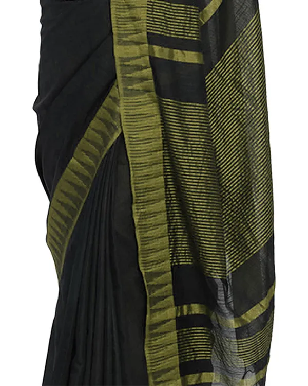 Black-Olive_Green_women's_Bhagalpuri_Handloom_Katan_Viscous_Silk_Temple_Border_Saree_Ethnic_Wear_With_Running_Unstitched_Striped_Blouse_Piece
