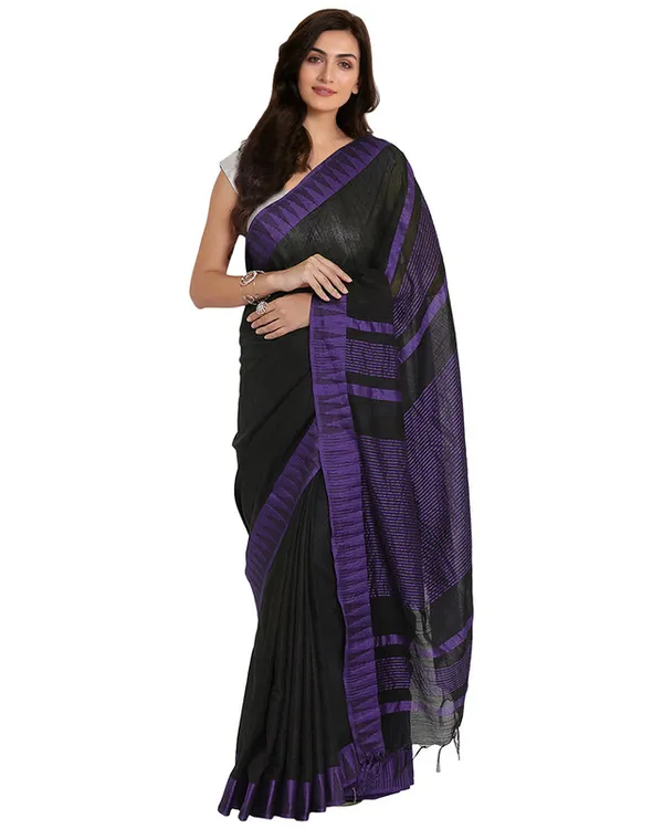 women's_Bhagalpuri_Handloom_Katan_Viscous_Silk_Temple_Border_Saree_Ethnic_Wear_With_Running_Unstitched_Striped_Blouse_Piece