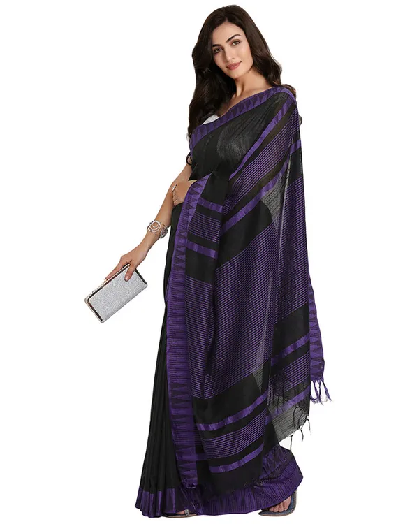 women's_Bhagalpuri_Handloom_Katan_Viscous_Silk_Temple_Border_Saree_Ethnic_Wear_With_Running_Unstitched_Striped_Blouse_Piece