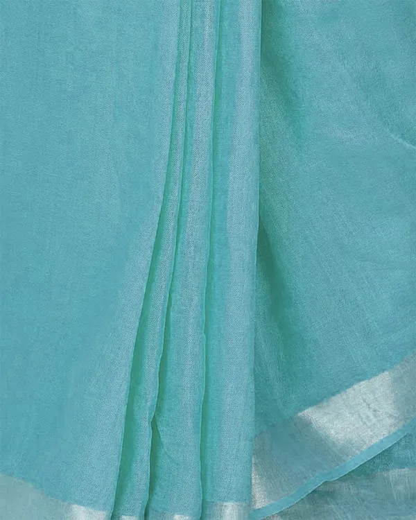 Maya_Blue_women's_Handloom_Bhagalpuri_Cotton_Linen_Slub_Blend_Zari_Border_Saree_Ethnic_Wear_With_Running_Unstitched_Blouse_Piece