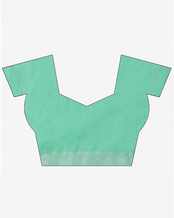 Mint_Turquoise_women's_Handloom_Bhagalpuri_Cotton_Linen_Slub_Blend_Zari_Border_Saree_Ethnic_Wear_With_Running_Unstitched_Blouse_Piece