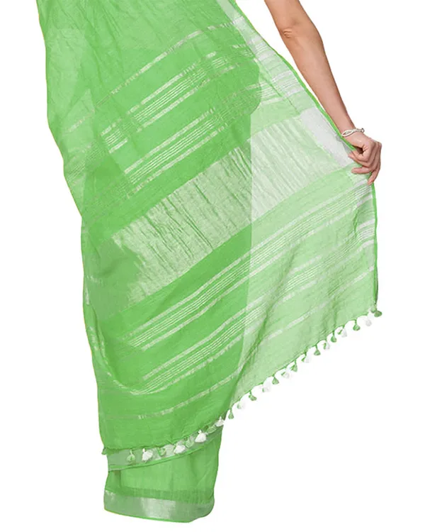 Handloom_Bhagalpuri_Cotton_Linen_Slub_Blend_Zari_Border_Saree_Ethnic_Wear_With_Running_Unstitched_Blouse_Piece
