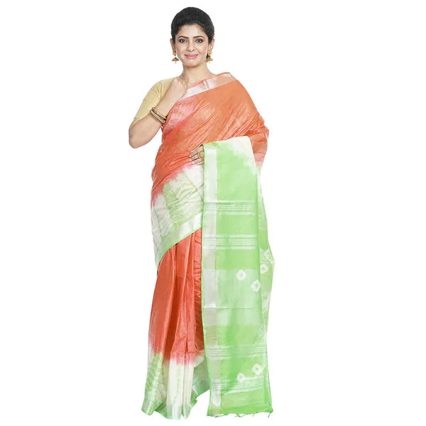 Bhagalpuri_Handloom_Cotton_Linen_Slub_Blend_Tie_Two_Dye_(Sibory_Two_Dye)_Saree_With_Running_Unstitched_Blouse_Piece