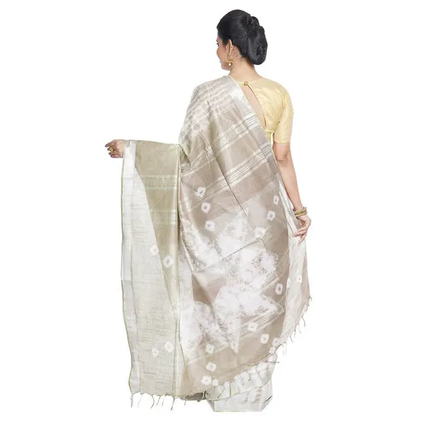 Mauve_Purple_&_Yuma_Tan_women's_Bhagalpuri_Handloom_Cotton_Linen_Slub_Blend_Tie_Two_Dye_(Sibory_Two_Dye)_Saree_With_Running_Unstitched_Blouse_Piece