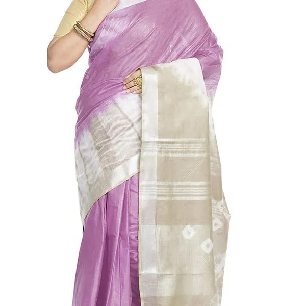 Mauve_Purple_&_Yuma_Tan_women's_Bhagalpuri_Handloom_Cotton_Linen_Slub_Blend_Tie_Two_Dye_(Sibory_Two_Dye)_Saree_With_Running_Unstitched_Blouse_Piece