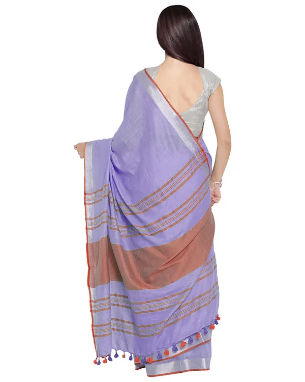 Lavener_Purple-Red_women's_Bhagalpuri_Handloom_Cotton_Linen_Blend_Contrast_Pallu_Saree_And_Unstitched_Contrast_Blouse_Piece