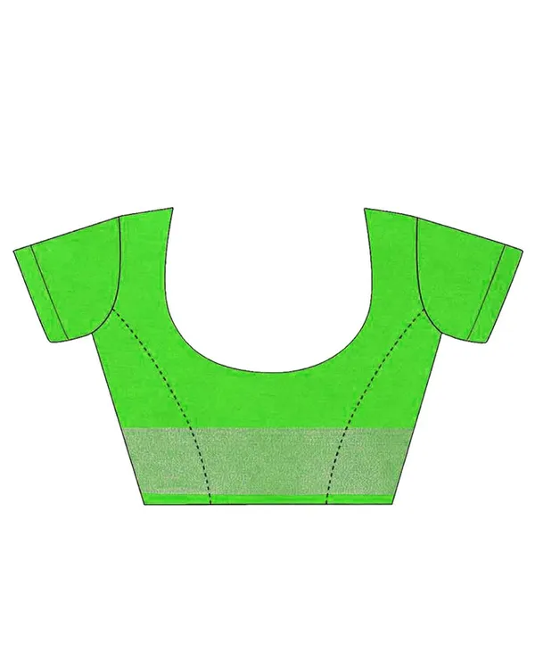 Light_Green-Green_women's_Bhagalpuri_Handloom_Cotton_Linen_Blend_Contrast_Pallu_Saree_And_Unstitched_Contrast_Blouse_Piece