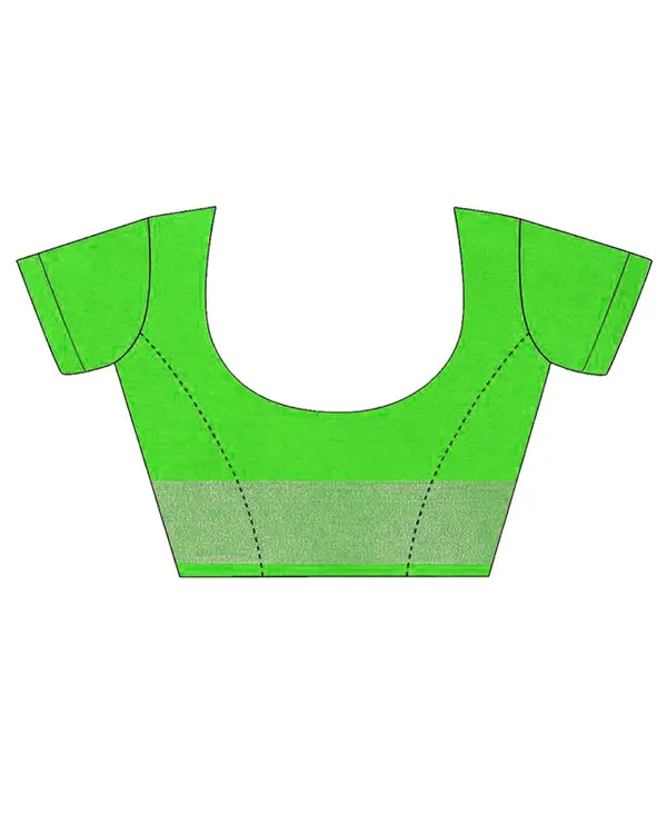 Mindaro_Green-Green_women's_Bhagalpuri_Handloom_Cotton_Linen_Blend_Contrast_Pallu_Saree_And_Unstitched_Contrast_Blouse_Piece