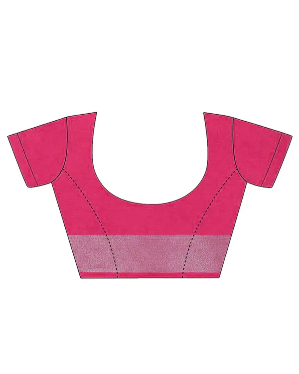 Carnation_Pink-Pink_women's_Bhagalpuri_Handloom_Cotton_Linen_Blend_Contrast_Pallu_Saree_And_Unstitched_Contrast_Blouse_Piece