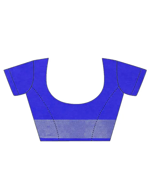 Tropical_Indigo-Blue_women's_Bhagalpuri_Handloom_Cotton_Linen_Blend_Contrast_Pallu_Saree_And_Unstitched_Contrast_Blouse_Piece