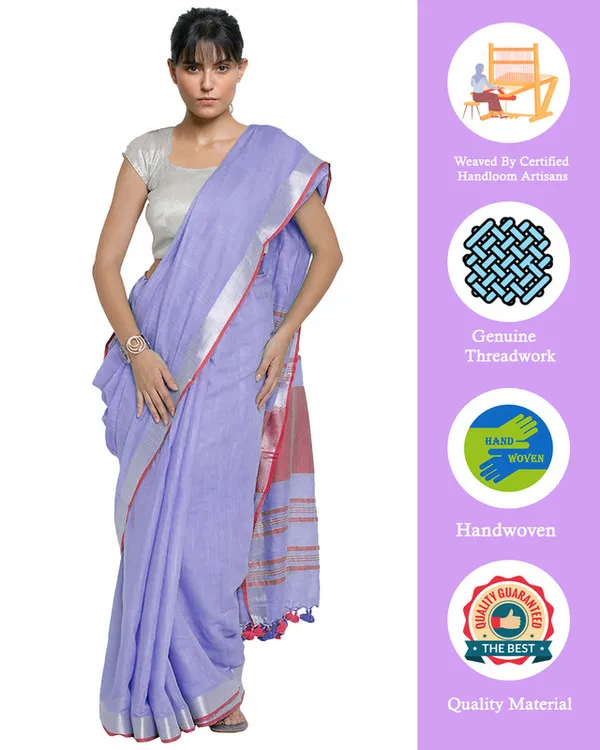 Tropical_Indigo-Pink_women's_Bhagalpuri_Handloom_Cotton_Linen_Blend_Contrast_Pallu_Saree_And_Unstitched_Contrast_Blouse_Piece